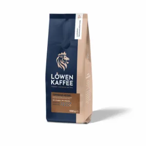 Eine 1 kg Packung Löwenkaffee in der Sorte Espresso Negro vor weißem Hintergrund.