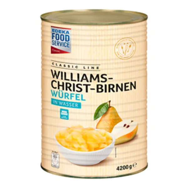 4200 g Williams-Christ-Birnen, Würfel in Wasser der Marke EDEKA Foodservice Classic