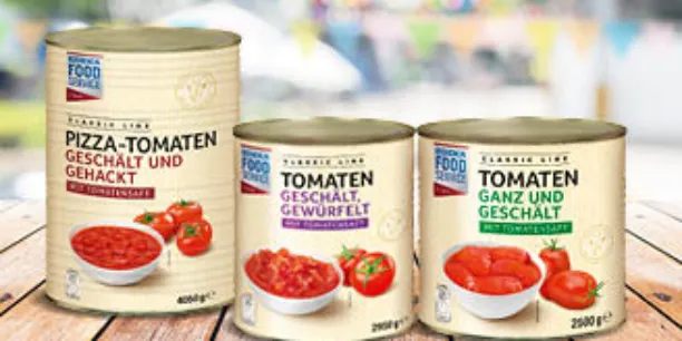 Tomaten Konserven EDEKA Foodservice Eigenmarke auf Tisch