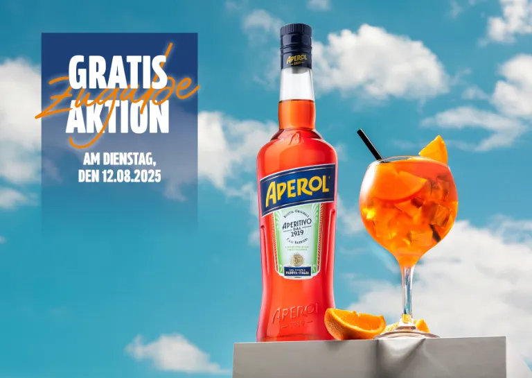 Am 12.08. gibt es 1 Liter Aperol Spritz extra als Gratis-Zugabe