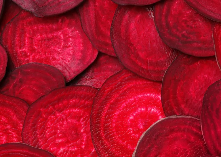 Viele Rote Bete-Scheiben nebneeinander