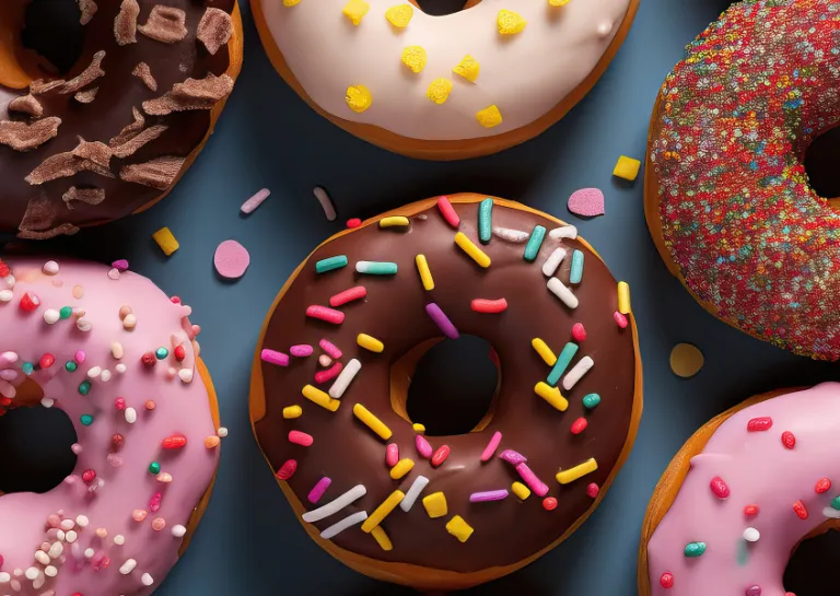 Verschiedene Donuts nebeneinander aufbereitet