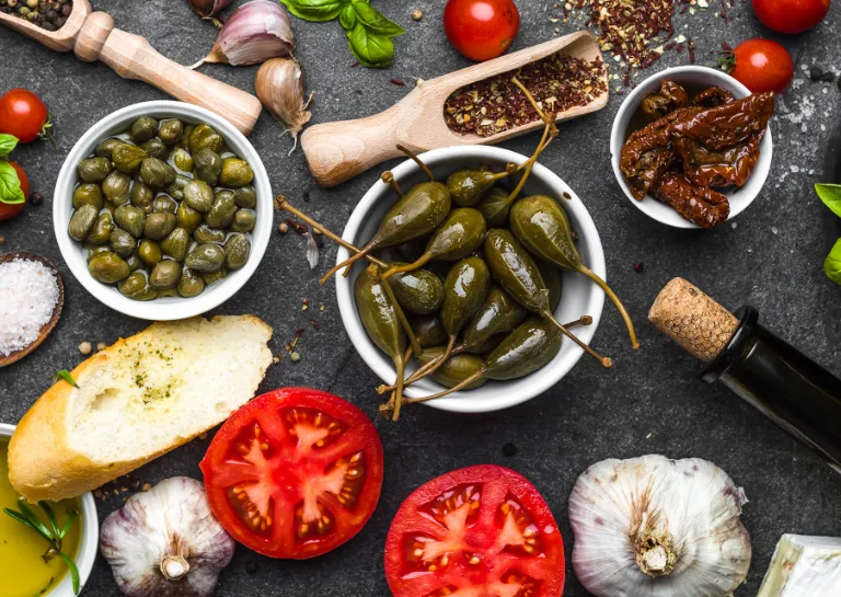 Lebensmittel der mediterranen Küche 