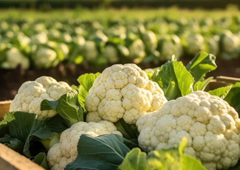 Blumenkohl geerntet frisch vom Feld.