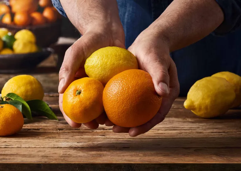 Wir bieten Ihnen ganzjährig eine große Auswahl der vitaminreichen Muntermacher an. Von süßlichen Clementinen bis hin zu saftig-säuerlichen Limetten, mit unseren erfrischenden Zitrusfrüchten verleihen Sie sowohl süßen als auch pikanten Gerichten das gewisse Etwas und ganz nebenbei sind sie auch noch sehr gesund.