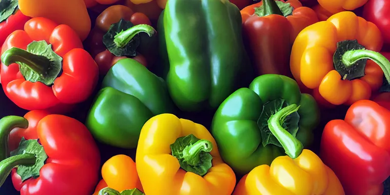 Viele bunte Paprikas nebeneinander