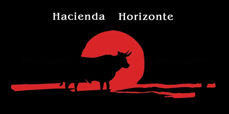 Logo von Hacienda Horizonte, zu sehen ist ein Ochse, der auf einer Weide grast