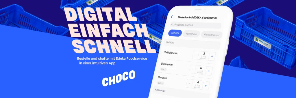 Mit Choco können Sie bei all Ihren Händlern über eine praktische Plattform Bestellungen aufgeben.