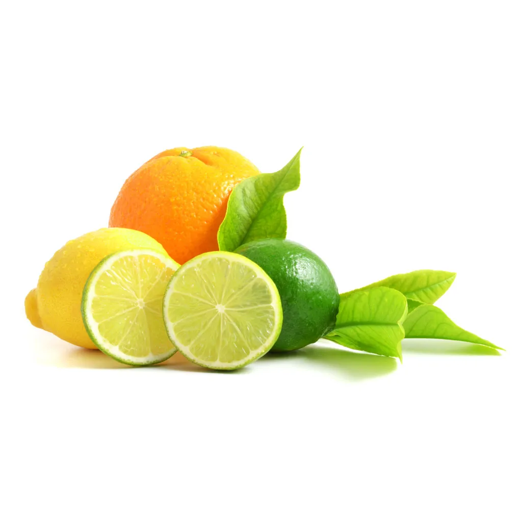Zitronen, Limette und Orange auf weißem Hintergrund