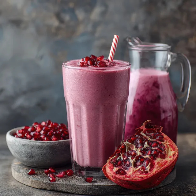 Frischer Granatapfel-Smoothie aus dem Glas