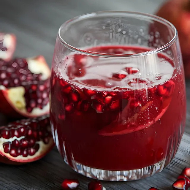 Frischer Granatapfelsaft aus dem Glas