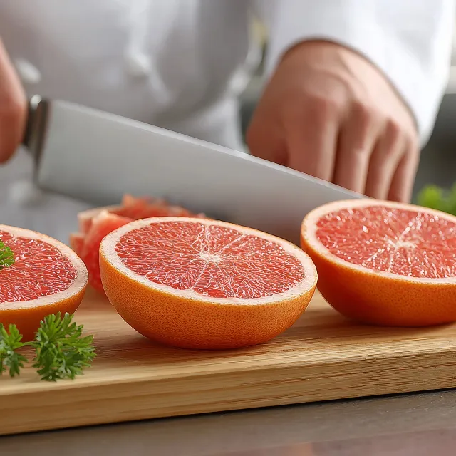 Koch bereitet Grapefruits zu