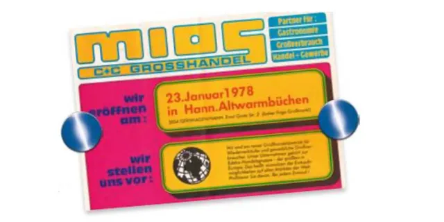 Im Handzettel der MIOS sind Angebote für Kunden und Informationen über den Betrieb in Hannover-Altwarmbüchen.