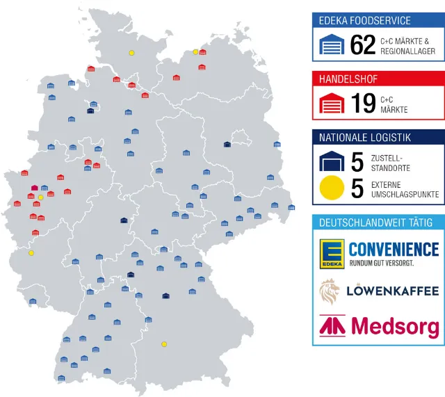 Deutschlandkarte mit Logistik-Standorten