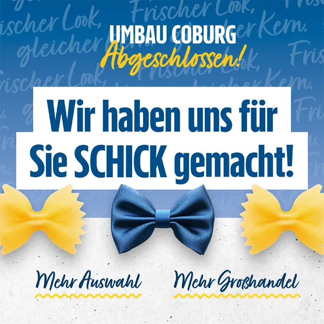 Banner mit der Aufschrift "Wir haben uns für sie schick gemacht"